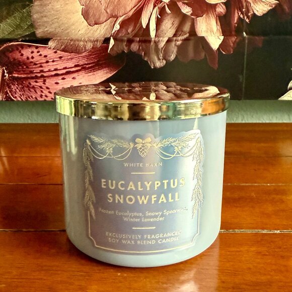 NEW EUCALYPTUS SNOWFALL 3-Wick 14.5oz Candle Bath & Body Works - Picture 1 of 3